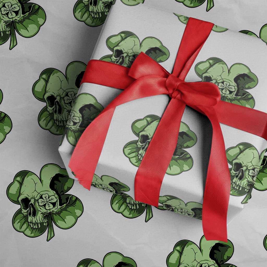 St Patricks Day Lucky Shamrock Skull Gift Wrapping Paper Roll