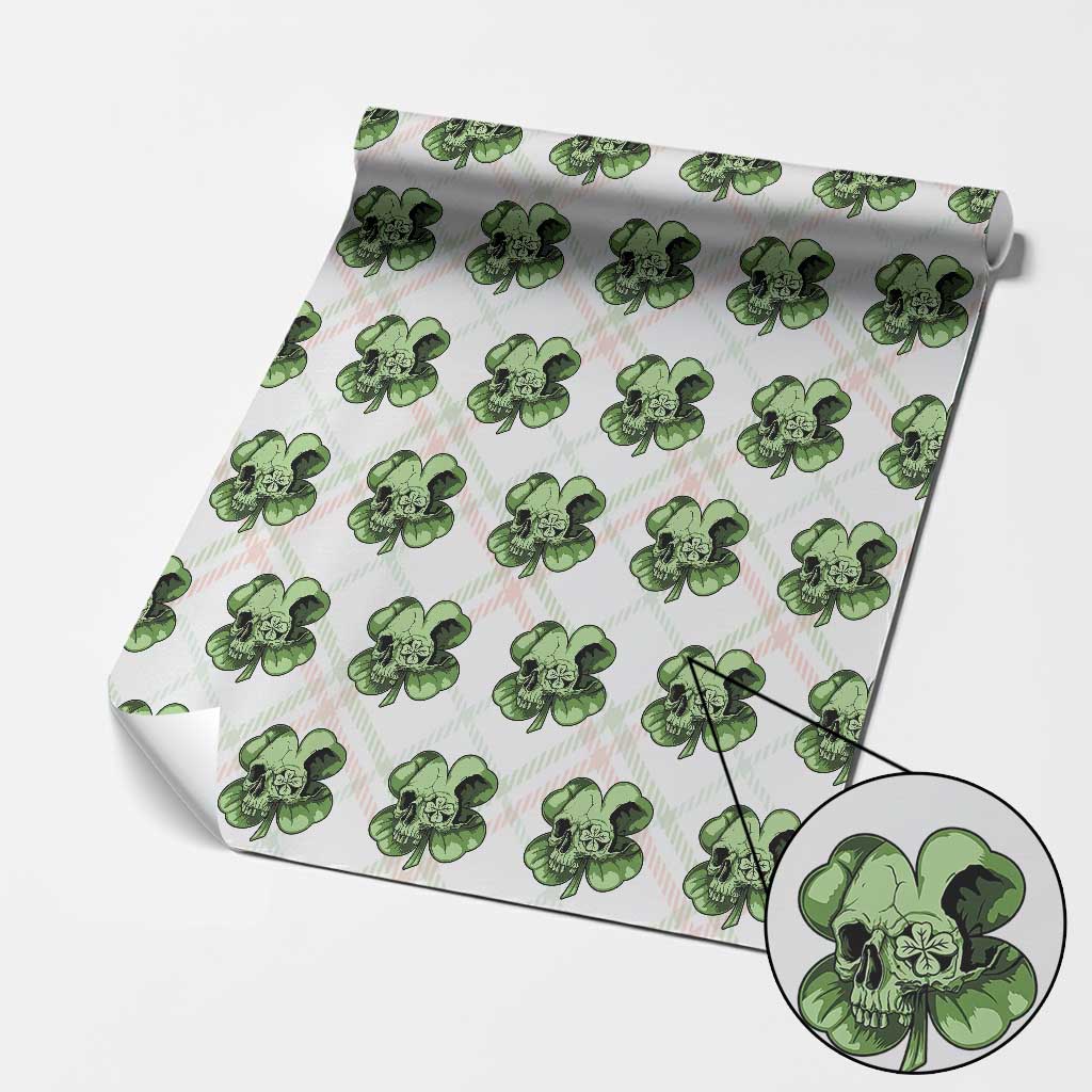St Patricks Day Lucky Shamrock Skull Gift Wrapping Paper Roll