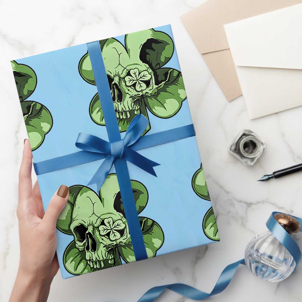 St Patricks Day Lucky Shamrock Skull Gift Wrapping Paper Roll
