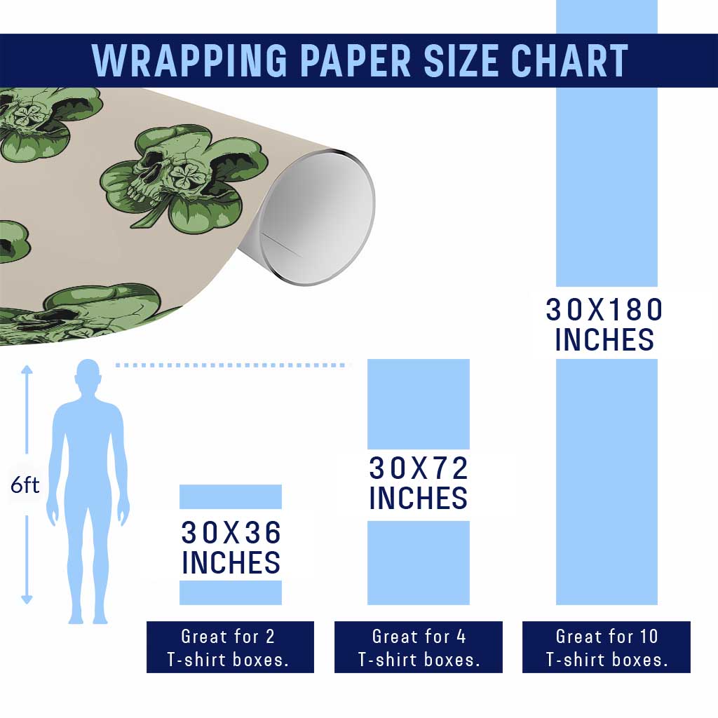 St Patricks Day Lucky Shamrock Skull Gift Wrapping Paper Roll