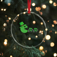 St Patricks Day Retro Gamer Eating Shamrock Lucky Gift Crystal Glass Ornament