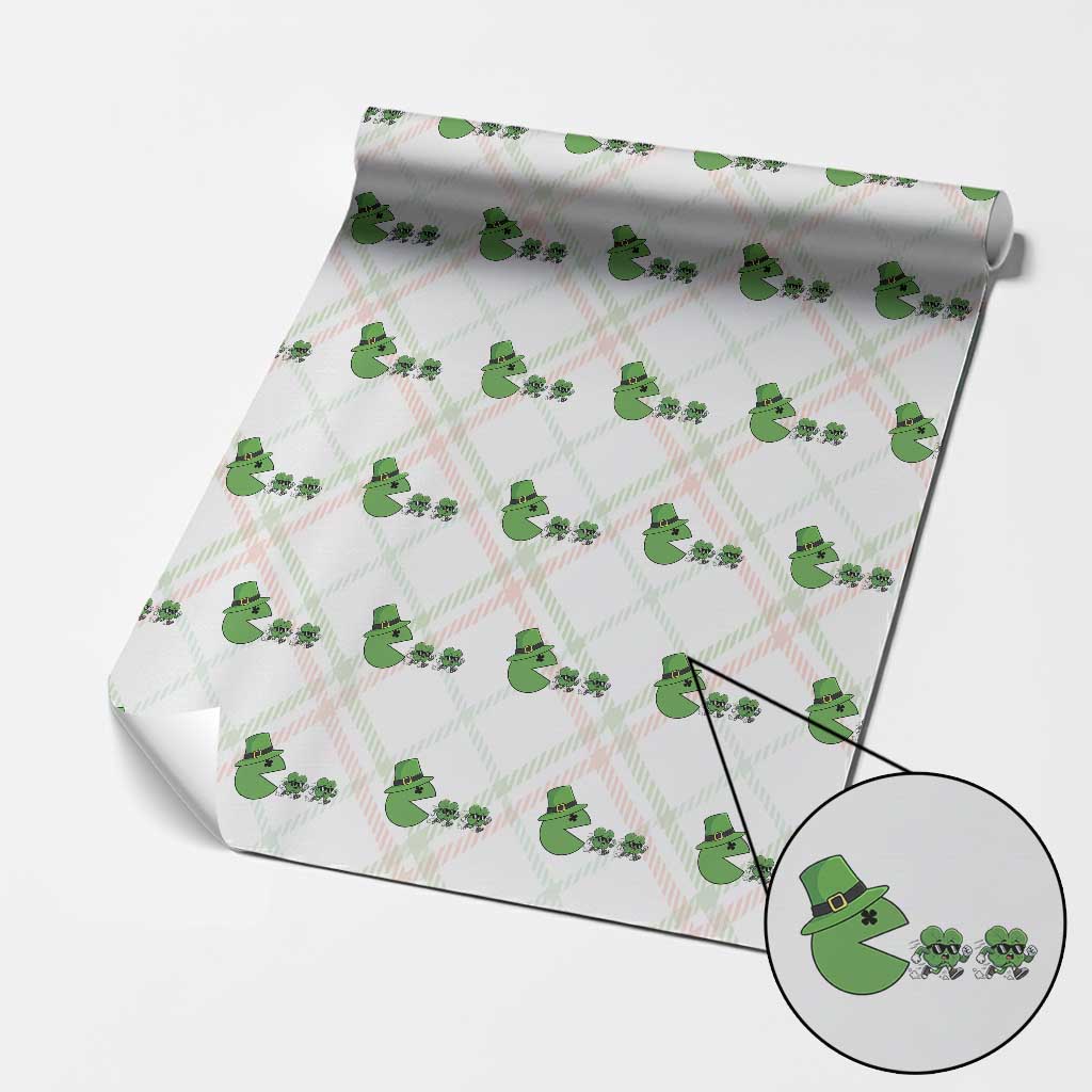 St Patricks Day Retro Gamer Eating Shamrock Lucky Gift Wrapping Paper Roll