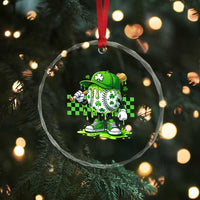 St Patricks Day Shamrock Baseball Player Gift Crystal Glass Ornament