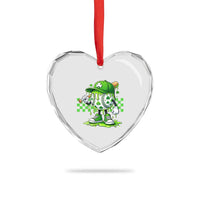 St Patricks Day Shamrock Baseball Player Gift Heart Crystal Glass Ornament