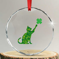 St Patricks Day Shamrock Cat Crystal Glass Ornament Saint Pattys Cats Lover - Wonder Print Shop