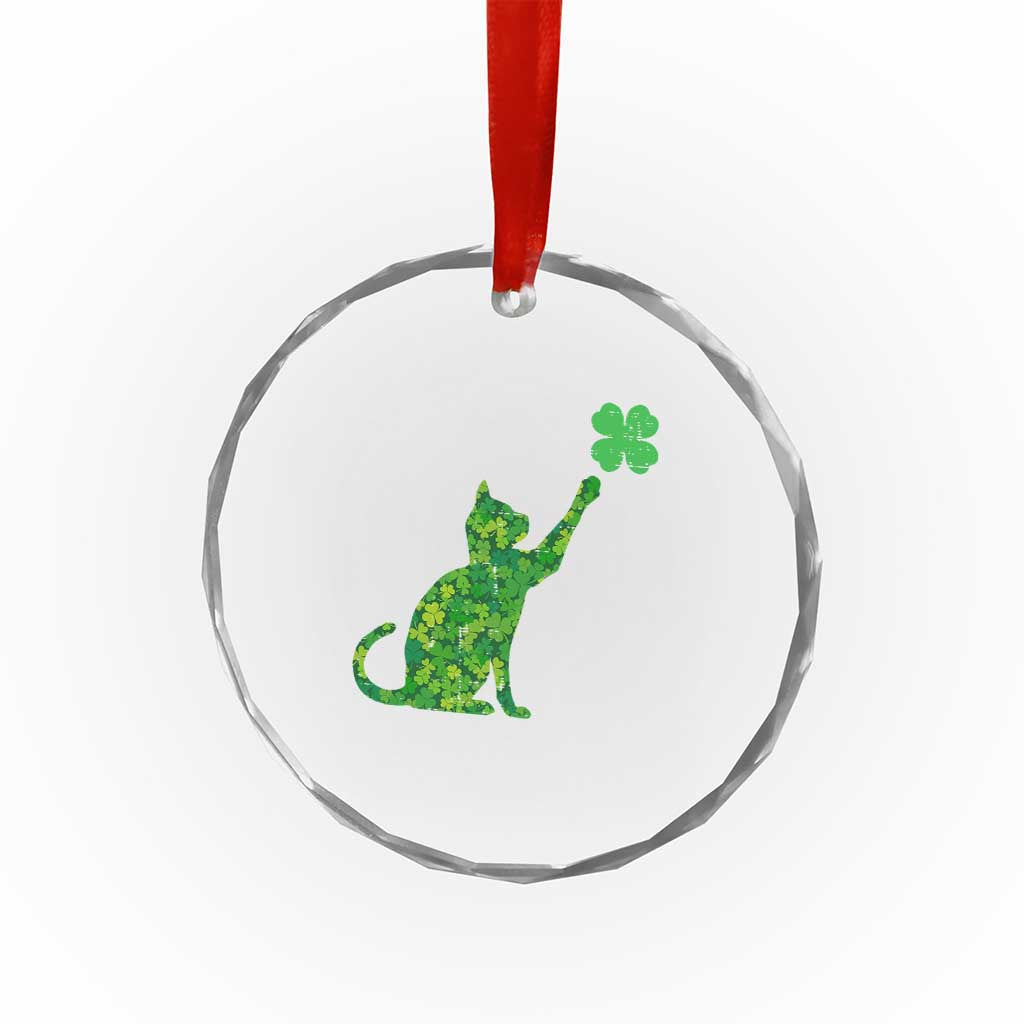 St Patricks Day Shamrock Cat Crystal Glass Ornament Saint Pattys Cats Lover - Wonder Print Shop