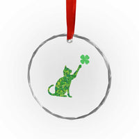 St Patricks Day Shamrock Cat Crystal Glass Ornament Saint Pattys Cats Lover - Wonder Print Shop