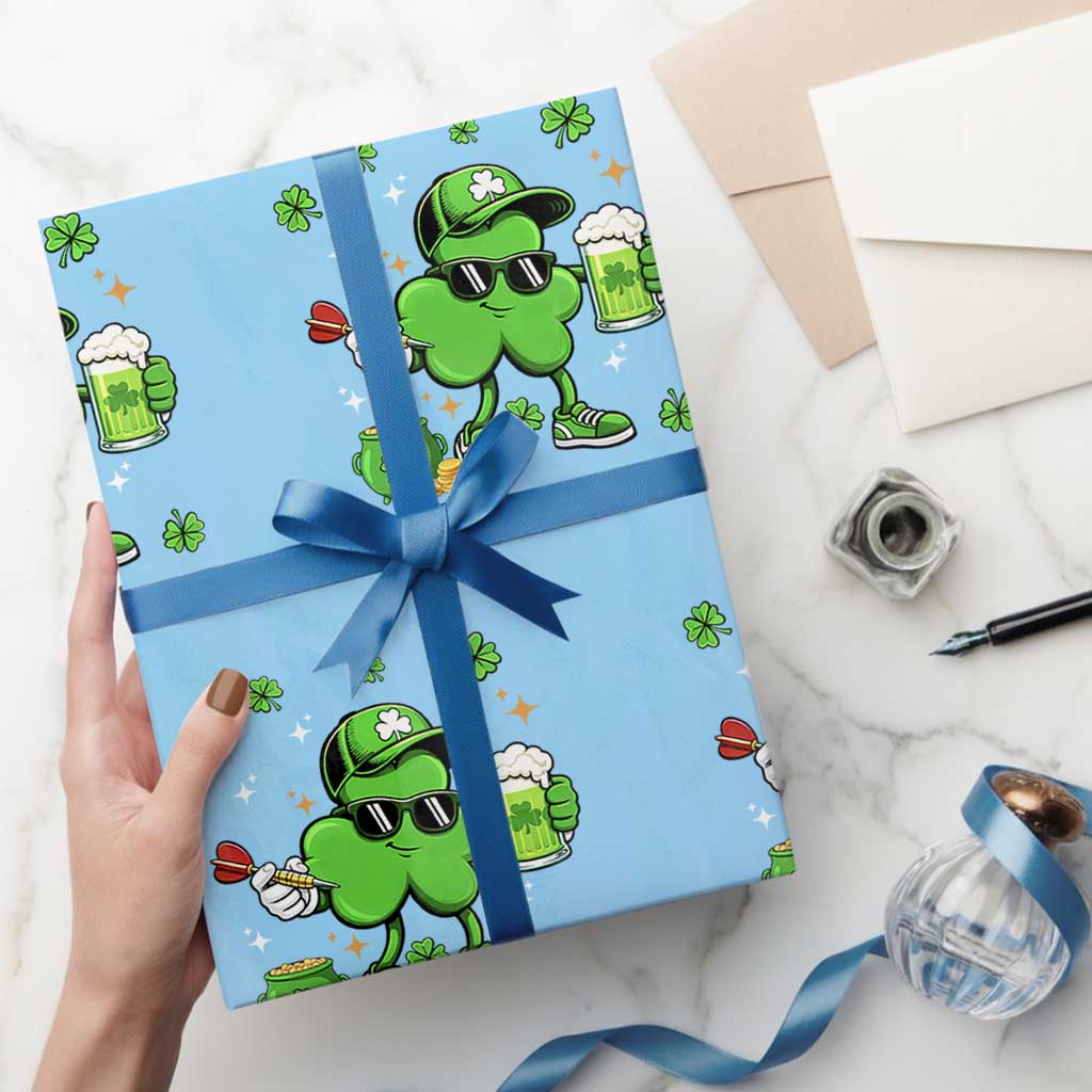 St Patricks Day Shamrock Darts And Beer Lover Gift Wrapping Paper Roll