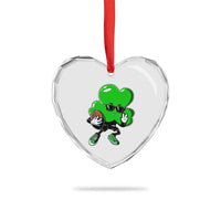St Patricks Day Shamrock Playing Football Heart Crystal Glass Ornament Cute Gift for Sports Lovers - Wonder Print Shop