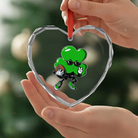 St Patricks Day Shamrock Playing Football Heart Crystal Glass Ornament Cute Gift for Sports Lovers - Wonder Print Shop