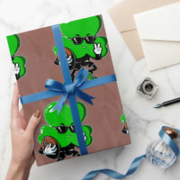 St Patricks Day Shamrock Playing Football Wrapping Paper Roll Cute Gift for Sports Lovers - Wonder Print Shop