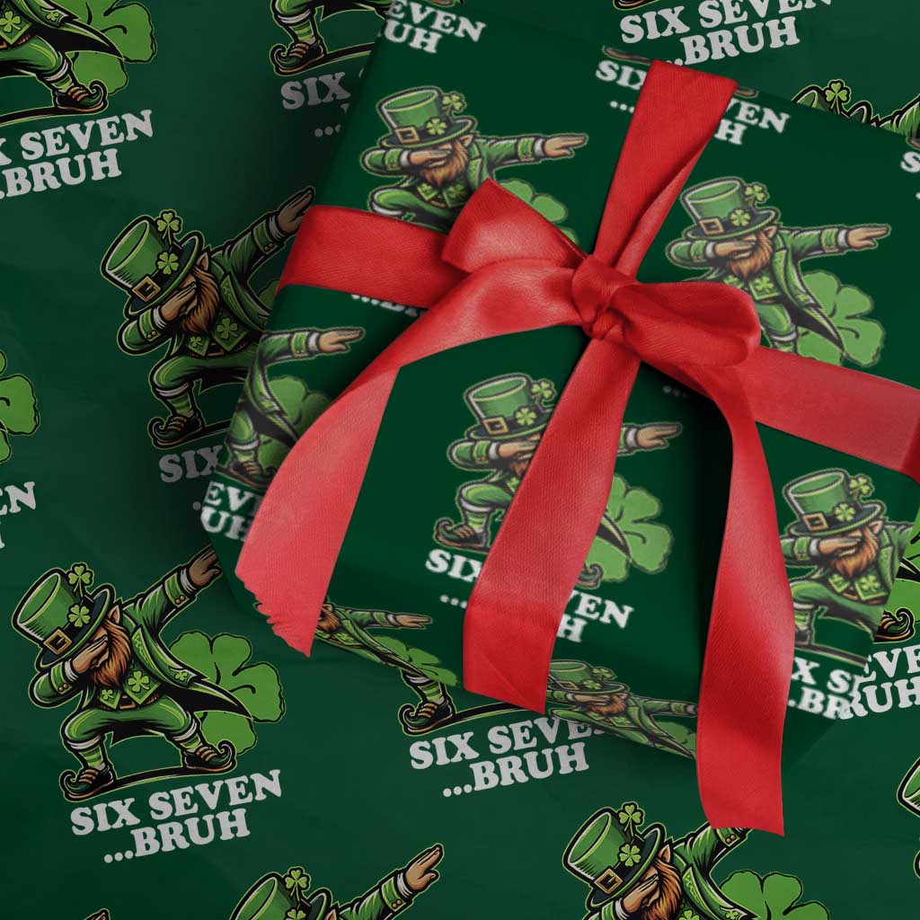 St Patricks Day Six Seven Bruh Wrapping Paper Roll Leprechaun 67 Meme Irish Ireland Lucky Shamrocks