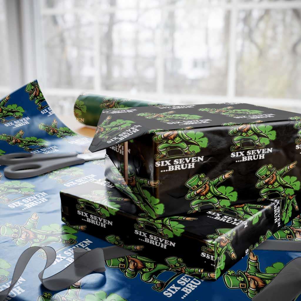 St Patricks Day Six Seven Bruh Wrapping Paper Roll Leprechaun 67 Meme Irish Ireland Lucky Shamrocks