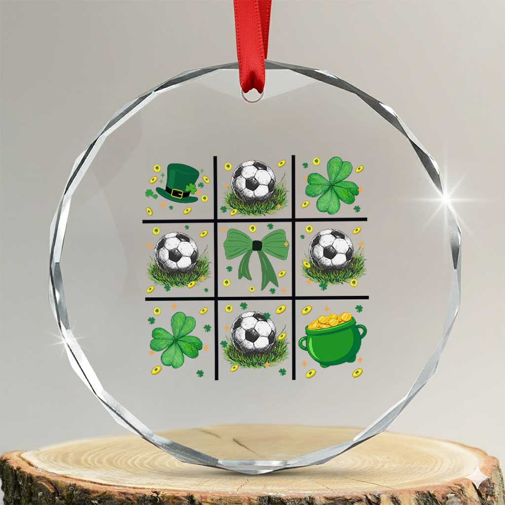 St Patricks Day Soccer Crystal Glass Ornament Irish Pride Gift