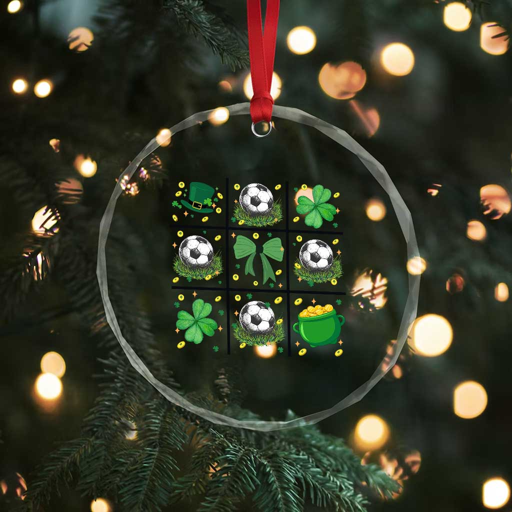 St Patricks Day Soccer Crystal Glass Ornament Irish Pride Gift