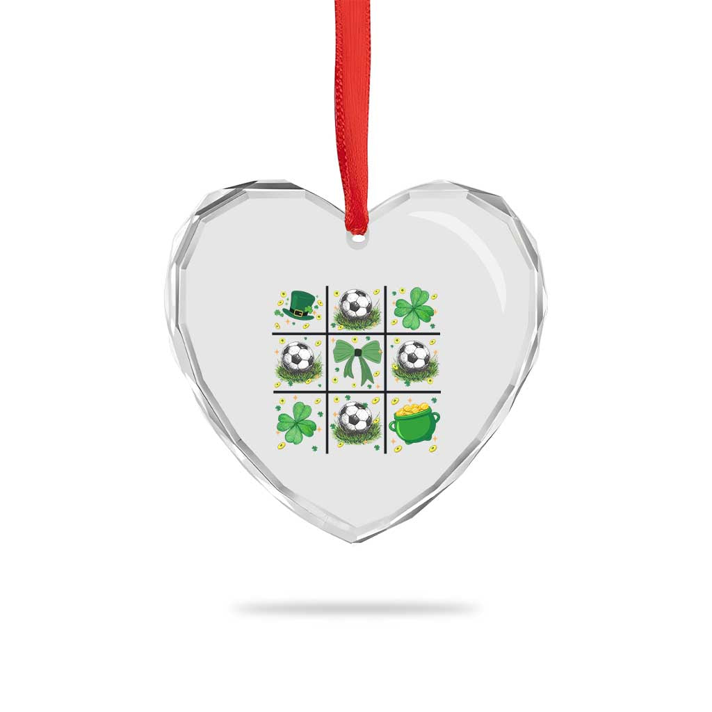 St Patricks Day Soccer Heart Crystal Glass Ornament Irish Pride Gift