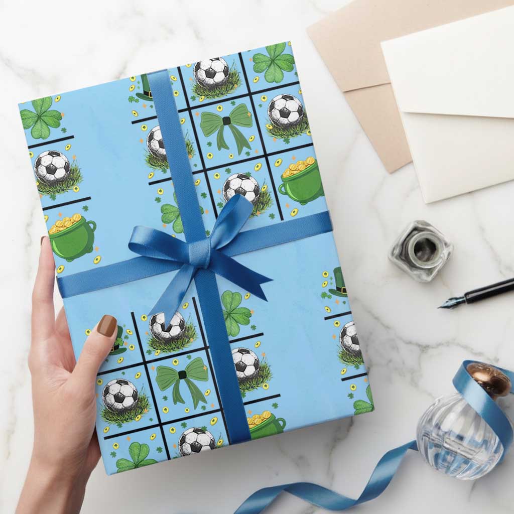 St Patricks Day Soccer Wrapping Paper Roll Irish Pride Gift