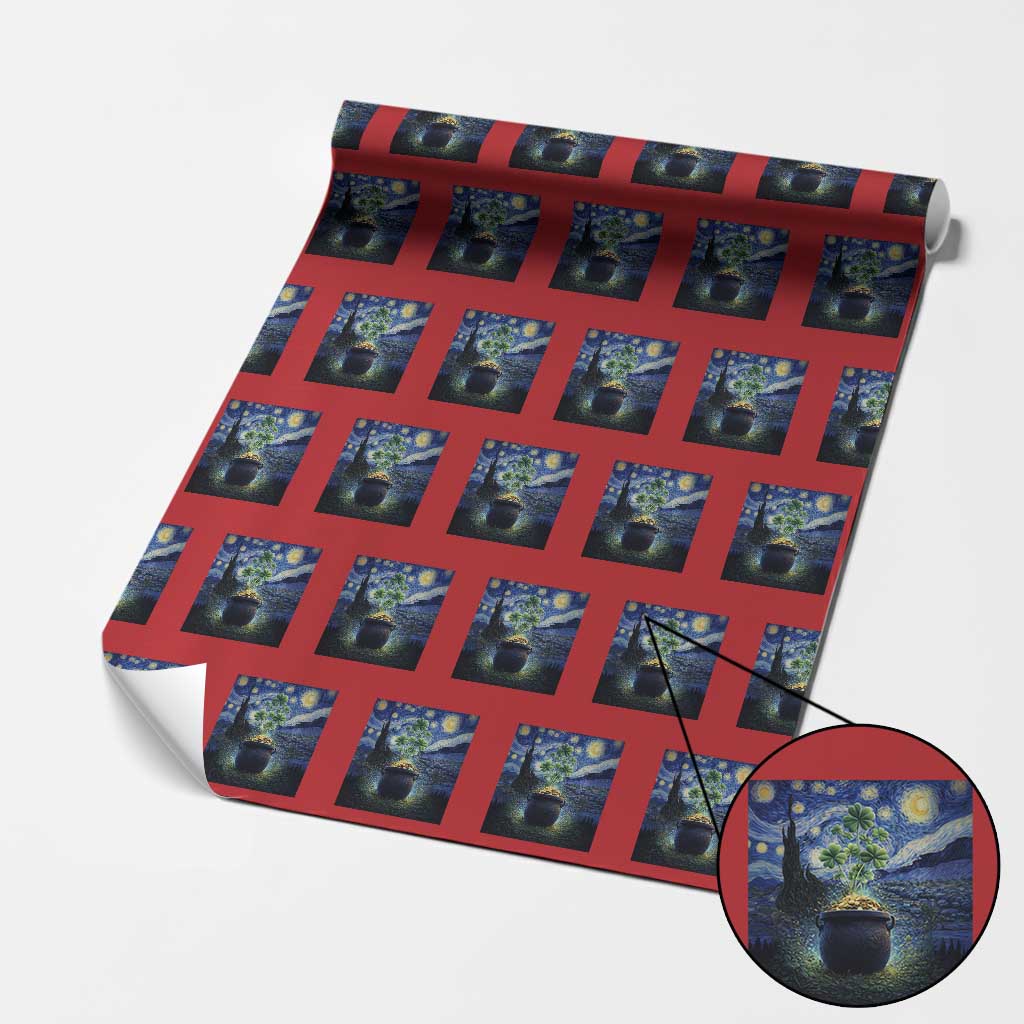 St Patricks Day Starry Night Shamrock Van Gogh Art Wrapping Paper Roll