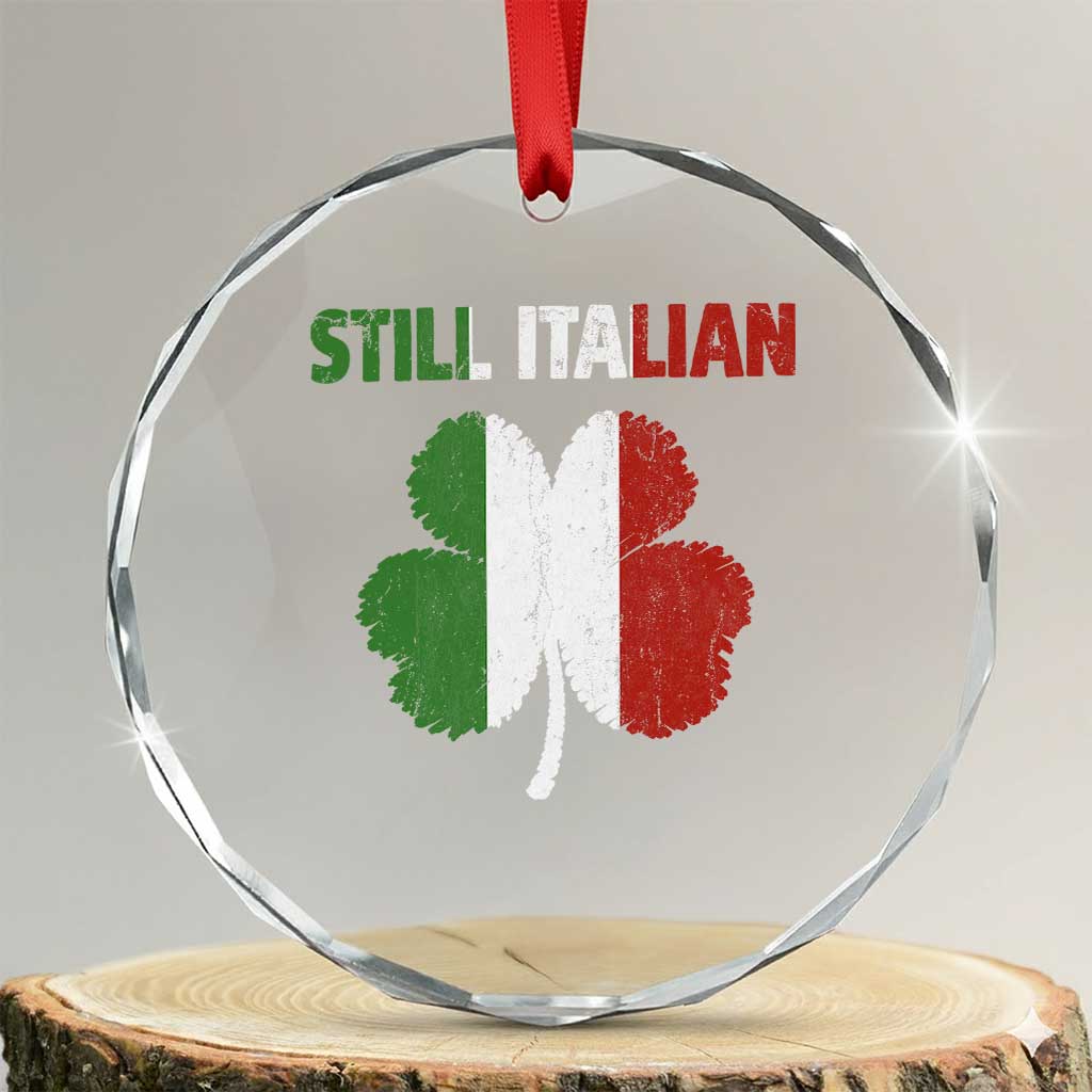 St Patricks Day Still Italian Crystal Glass Ornament Funny Retro Shamrock Italy Flag