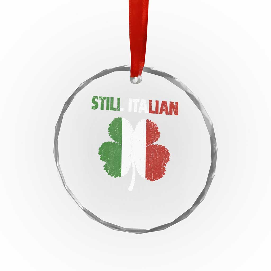 St Patricks Day Still Italian Crystal Glass Ornament Funny Retro Shamrock Italy Flag
