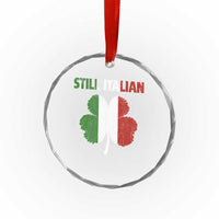 St Patricks Day Still Italian Crystal Glass Ornament Funny Retro Shamrock Italy Flag