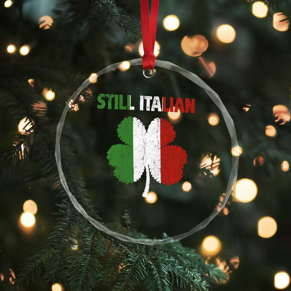 St Patricks Day Still Italian Crystal Glass Ornament Funny Retro Shamrock Italy Flag