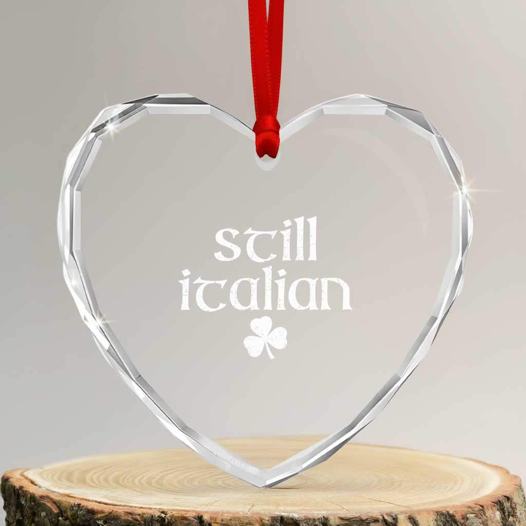 St Patricks Day Still Italian Heart Crystal Glass Ornament Funny Lucky Shamrock Clovers