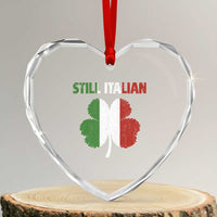 St Patricks Day Still Italian Heart Crystal Glass Ornament Funny Retro Shamrock Italy Flag