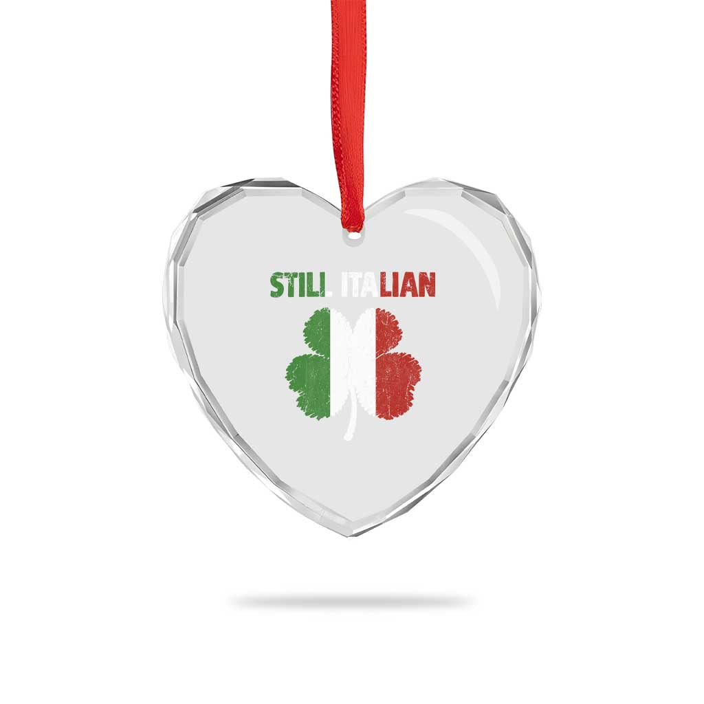 St Patricks Day Still Italian Heart Crystal Glass Ornament Funny Retro Shamrock Italy Flag
