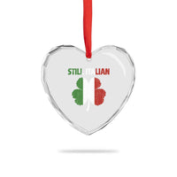 St Patricks Day Still Italian Heart Crystal Glass Ornament Funny Retro Shamrock Italy Flag