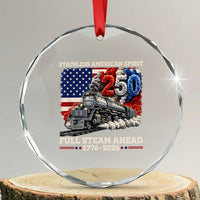 Stainless American Spirit Full Steam Ahead Crystal Glass Ornament 250 Years Freedom Semiquincentennial Steam Locomotive