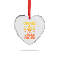 Stand Back Uncle Is Grilling Heart Crystal Glass Ornament Funny Fathers Day BBQ