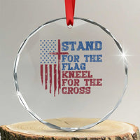Stand For The Flag Kneel For The Cross Crystal Glass Ornament Cross US Flag American Patriotic Christian Faith 4th of July