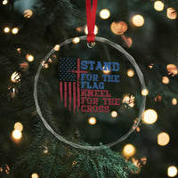 Stand For The Flag Kneel For The Cross Crystal Glass Ornament Cross US Flag American Patriotic Christian Faith 4th of July