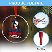 Stand Strong In Honor Of Charlie Kirk Crystal Glass Ornament Handfist American Flag - Wonder Print Shop