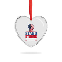 Stand Strong In Honor Of Charlie Kirk Heart Crystal Glass Ornament Handfist American Flag - Wonder Print Shop