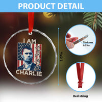 Stand With Charlie Crystal Glass Ornament Patriotic Free Speech We The People American Flag Graphic TS02
