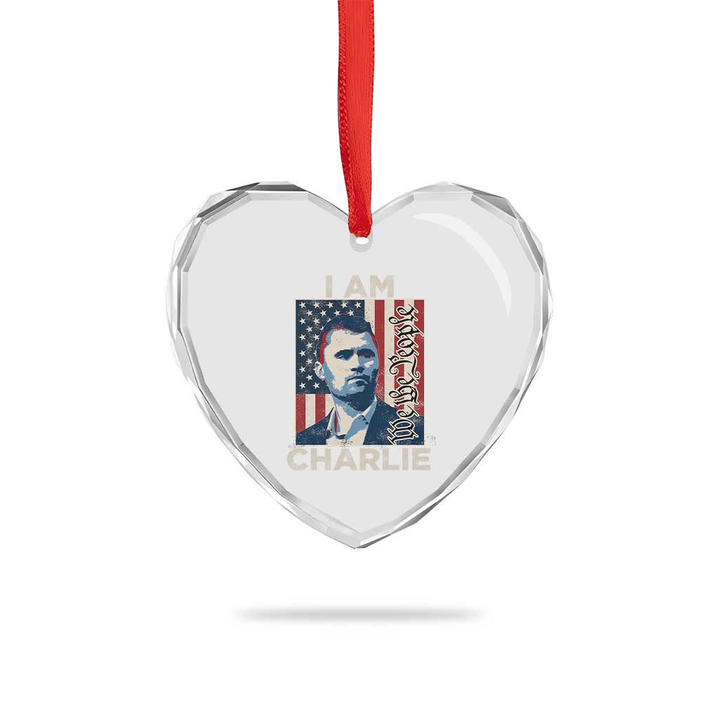 Stand With Charlie Heart Crystal Glass Ornament Patriotic Free Speech We The People American Flag Graphic - Wonder Print Shop