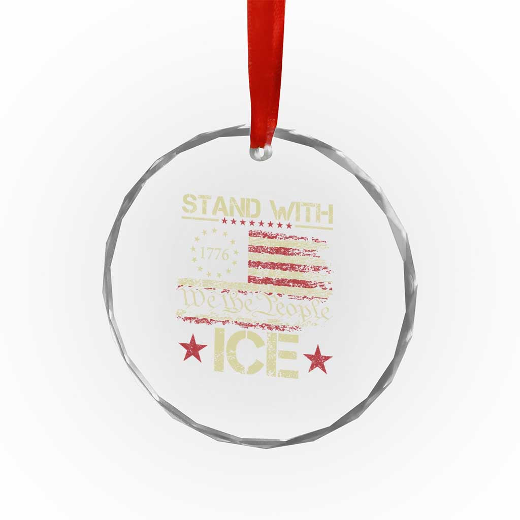 Stand With Ice Crystal Glass Ornament Immigration Officers American Flag Border Patrol