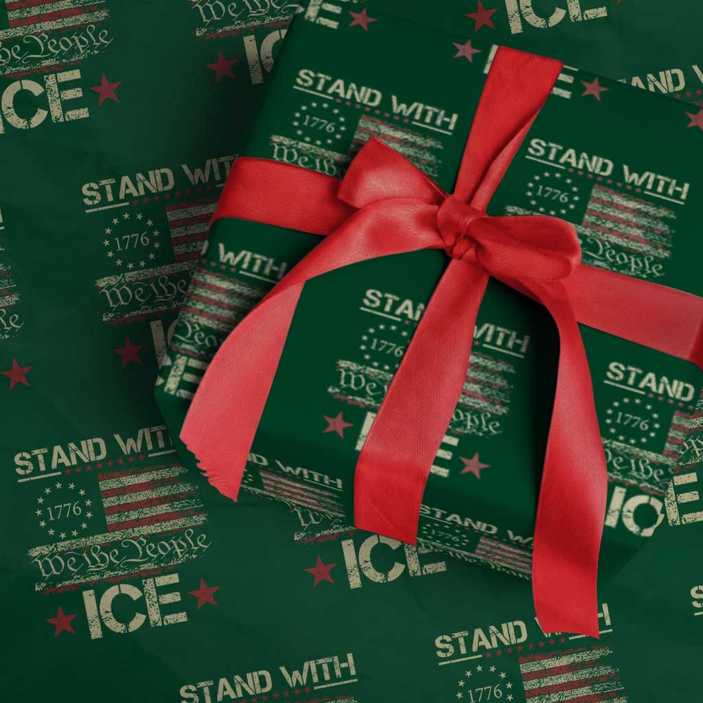 Stand With Ice Wrapping Paper Roll Immigration Officers American Flag Border Patrol