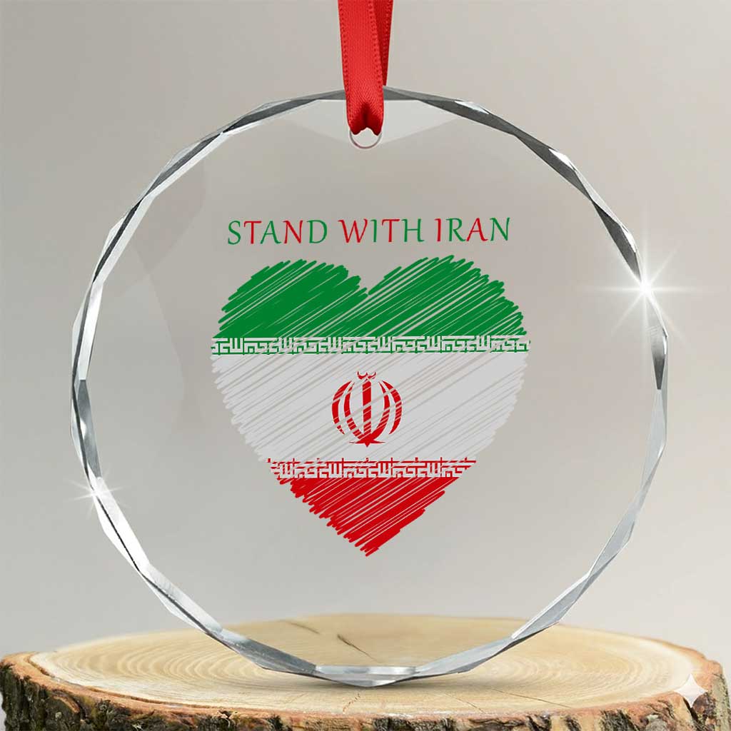 Stand With Iran Crystal Glass Ornament Anti War Political Protest Statement