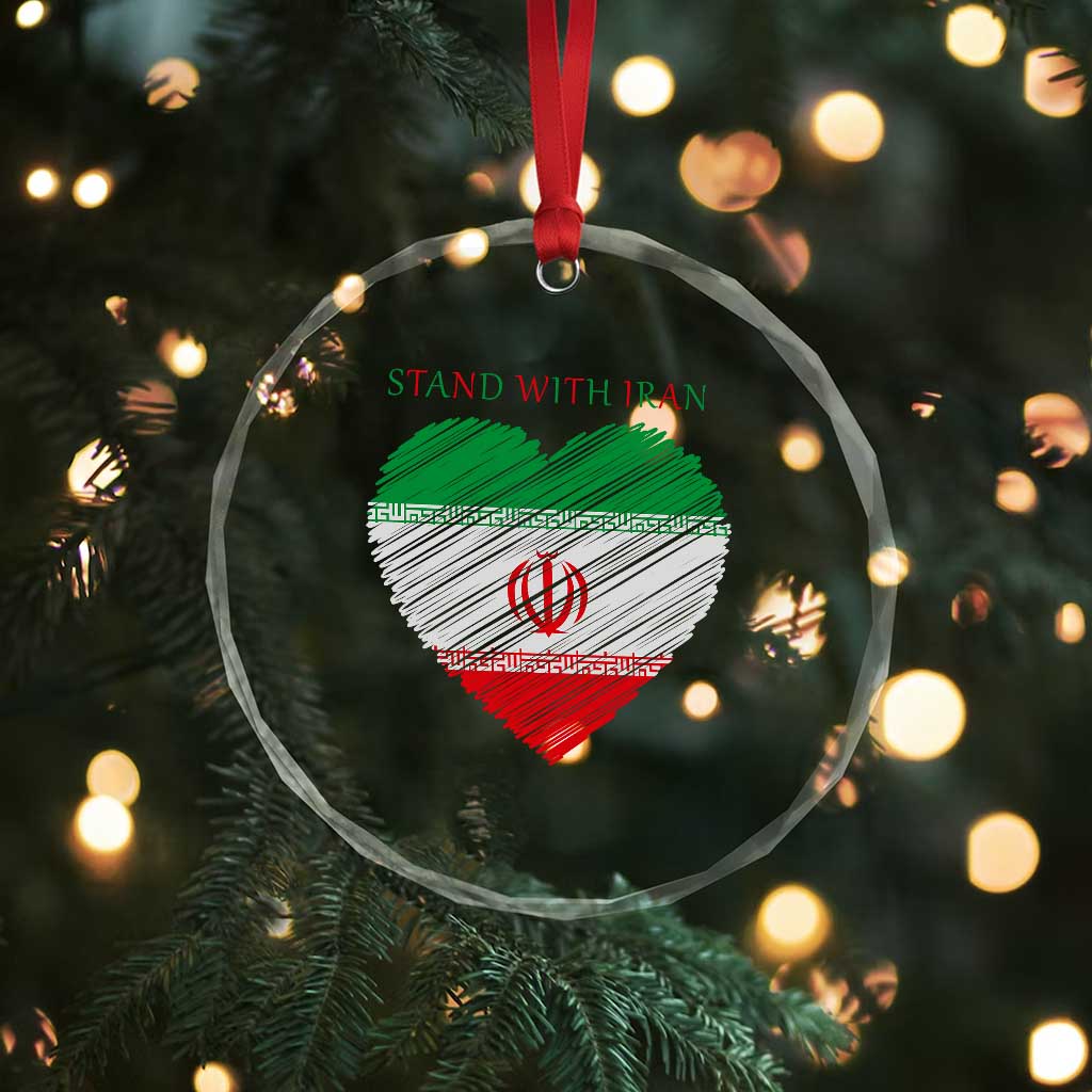 Stand With Iran Crystal Glass Ornament Anti War Political Protest Statement