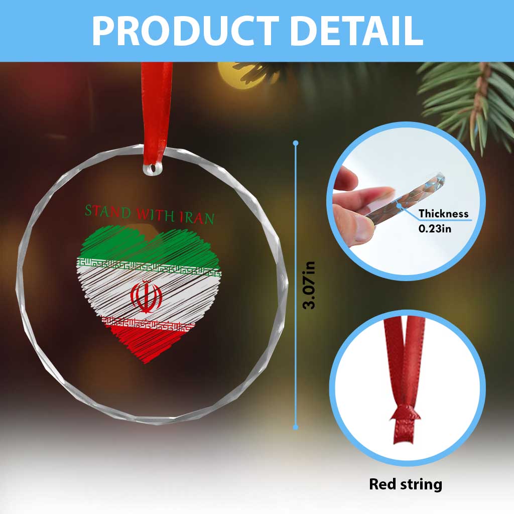 Stand With Iran Crystal Glass Ornament Anti War Political Protest Statement