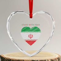 Stand With Iran Heart Crystal Glass Ornament Anti War Political Protest Statement