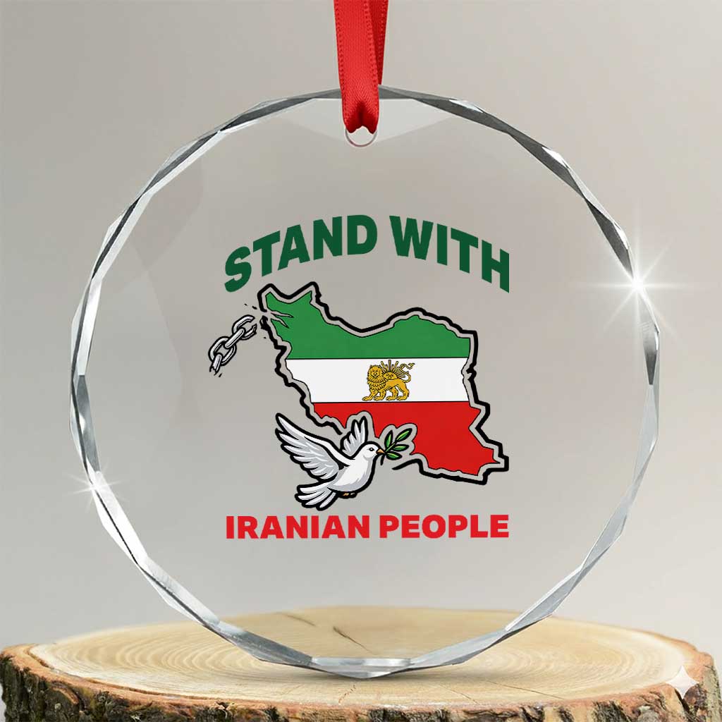 Stand With Iranian People Peace Dove Crystal Glass Ornament Iran Map Flag Freedom Human Rights Support