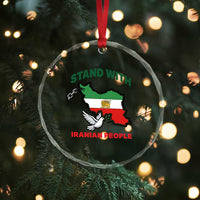 Stand With Iranian People Peace Dove Crystal Glass Ornament Iran Map Flag Freedom Human Rights Support