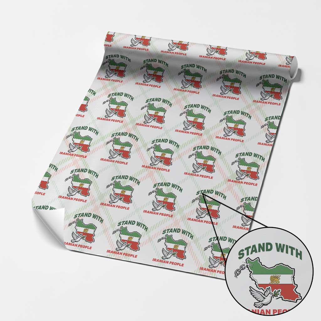 Stand With Iranian People Peace Dove Wrapping Paper Roll Iran Map Flag Freedom Human Rights Support