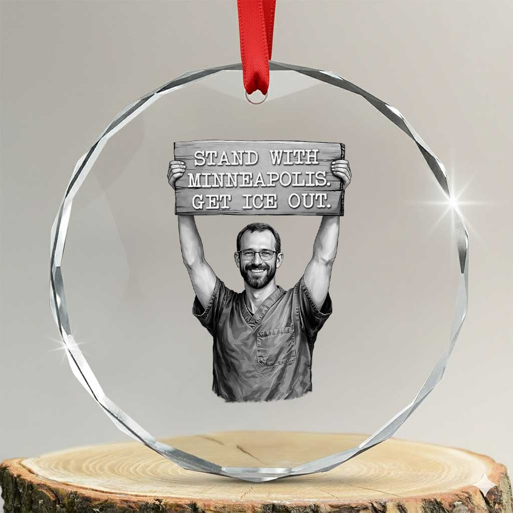 Stand With Minneapolis Crystal Glass Ornament Alex Pretti Memorial ICU Nurse Support