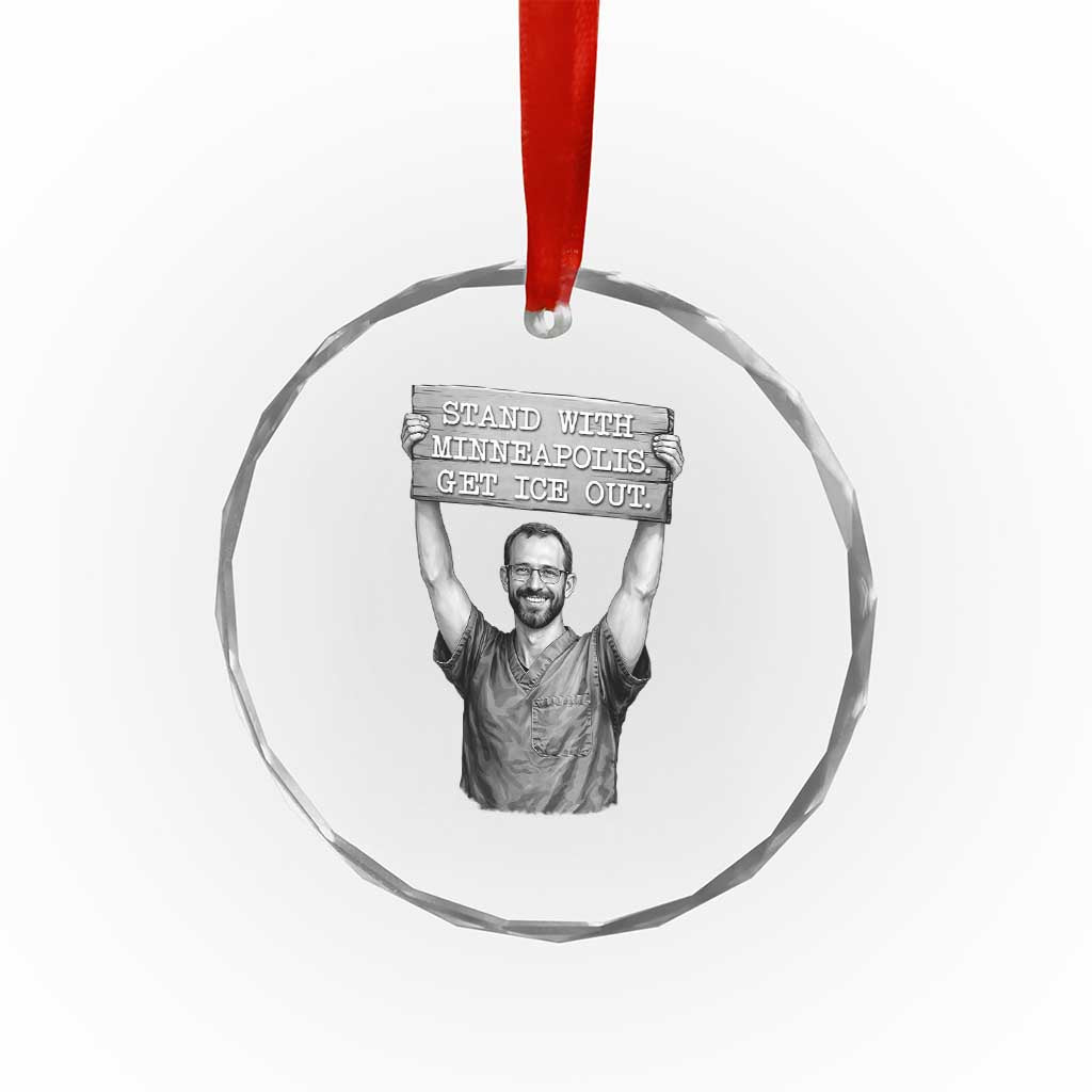 Stand With Minneapolis Crystal Glass Ornament Alex Pretti Memorial ICU Nurse Support