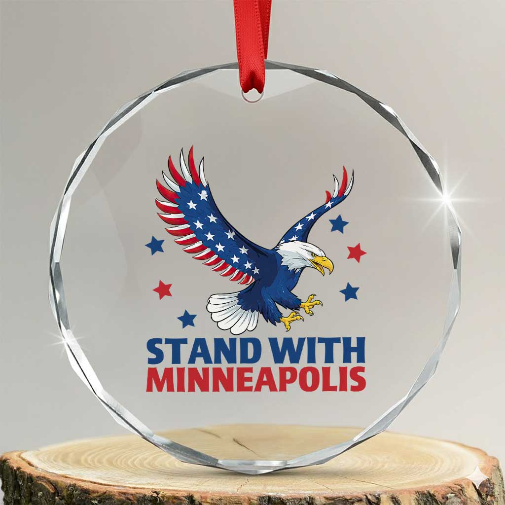 Stand With Minneapolis Crystal Glass Ornament American Eagle Protest Gift